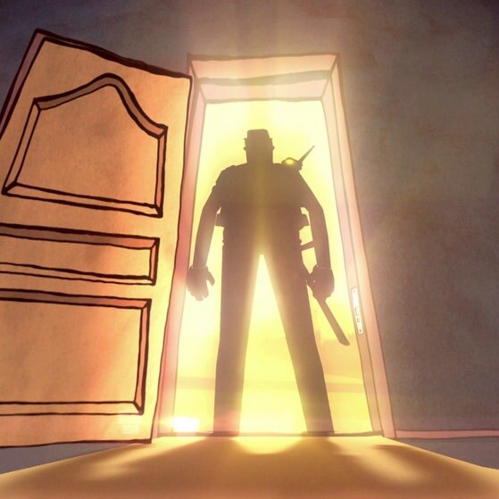 Bewaffneter Mann steht im Eingang.