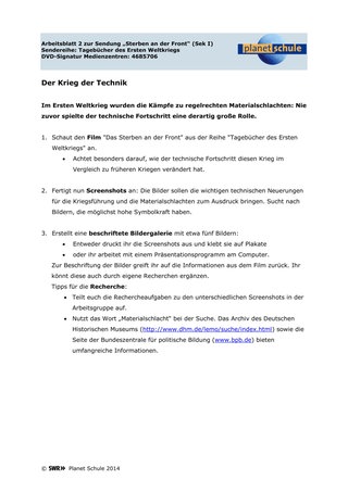 Arbeitsblatt 2: Der Krieg der Technik