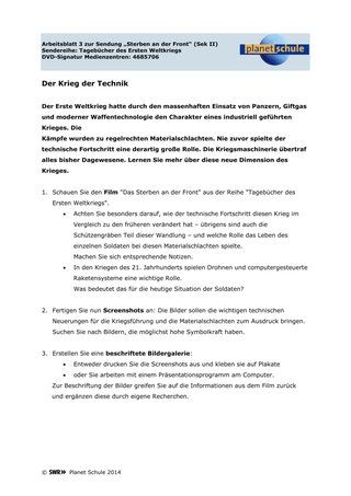 Arbeitsblatt 3: Der Krieg der Technik