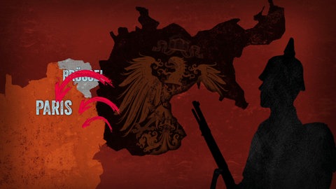 Karte FrankreichBelgien, auf der die Bewegung der deutschen Truppen eingezeichnet ist