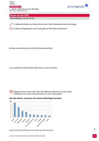 Screenshot des Arbeitsblattes