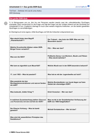 Screenshot des Arbeitsblattes