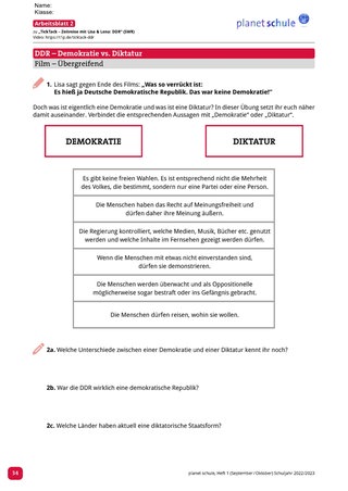 Screenshot des Arbeitsblattes