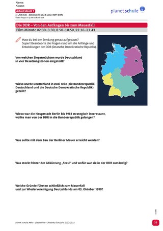 Screenshot des Arbeitsblattes