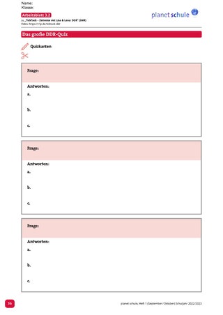 Screenshot des Arbeitsblattes