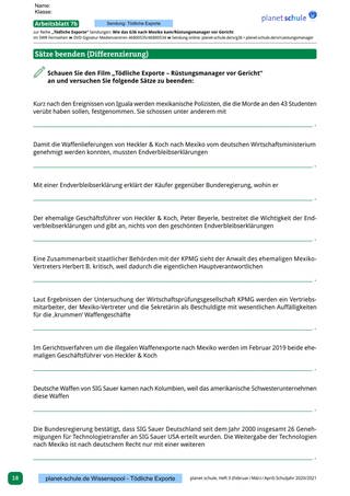 Arbeitsblatt 7b: Sätze beenden (Differenzierung) (Foto: )