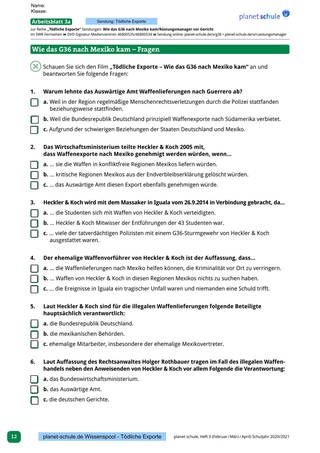 Arbeitsblatt 3a: Wie das G36 nach Mexiko kam – Fragen (Foto: )