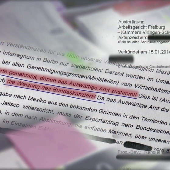 Auszug aus Schreiben zur Exportgenehmigung. (Foto: SWR – Screenshot aus der Sendung)