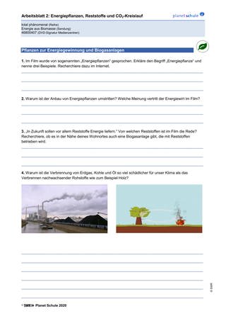 Arbeitsblatt 2: Energiepflanzen, Reststoffe und CO2-Kreislauf (Foto: )