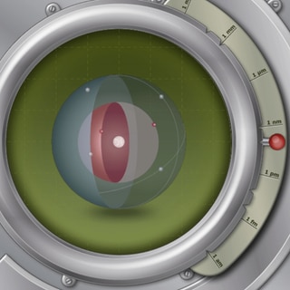 Die Simulation zeigt das Modell eines Atoms. Dieses besteht aus einem Atomkern und Elektronen, die eine kugelförmige Hülle um den Kern bilden.