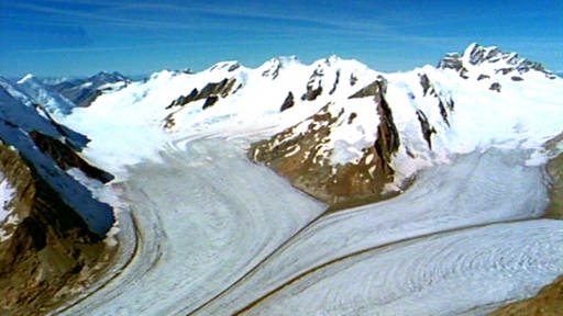 Alpengipfel mit Gletschereis. (Foto: SWR – Screenshot aus der Sendung)