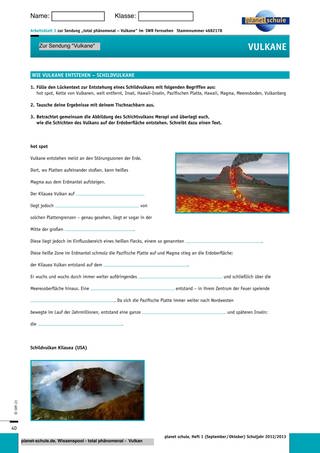 Arbeitsblatt 3: Wie Vulkane entstehen – Schildvulkane (Foto: )