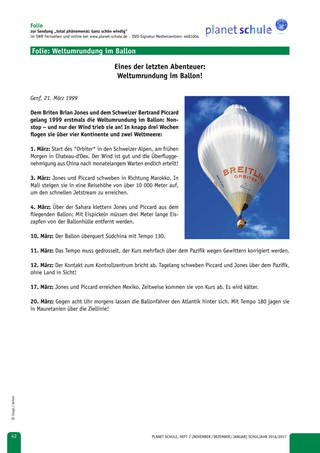Infoblatt: Weltumrundung im Ballon (Foto: )