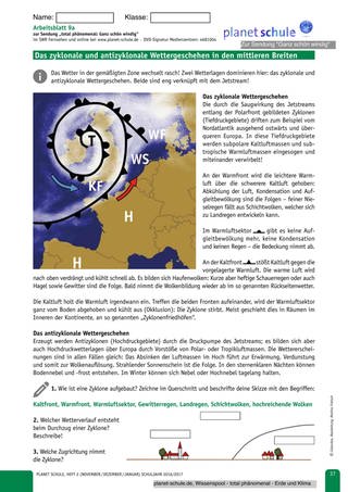 Arbeitsblatt 9a: Zyklonale und antizyklonale Wettergeschehen in den mittleren Breiten (Foto: )
