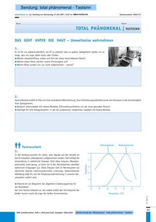 Arbeitsblatt 4 a: Die Haut – Umweltreize wahrnehmen (I)