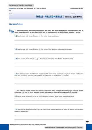 Arbeitsblatt 4: Stahl - Übungsaufgaben