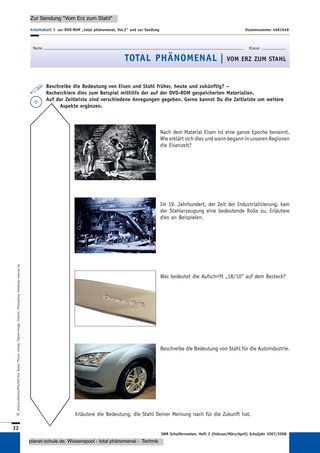 Arbeitsblatt 3: Eisen und Stahl