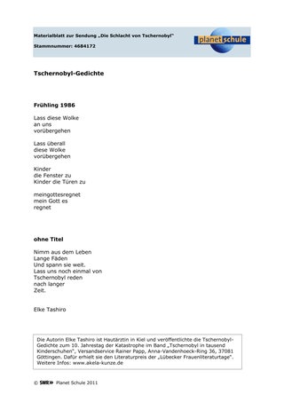 Materialblatt: Tschernobyl-Gedichte