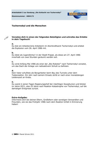 Arbeitsblatt 3: Tschernobyl und die Menschen