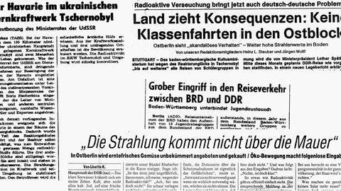 Schlagzeilen nach Tschernobyl.