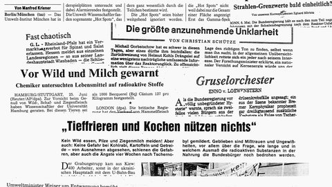 Schlagzeilen nach Tschernobyl.