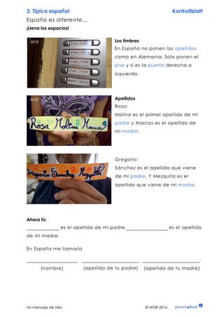 Lösungen 2: Lückentexte zu spanischen Klingelschildern und Namen (Foto: )