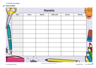 Arbeitsblatt 1: Stundenplanvorlage Horario