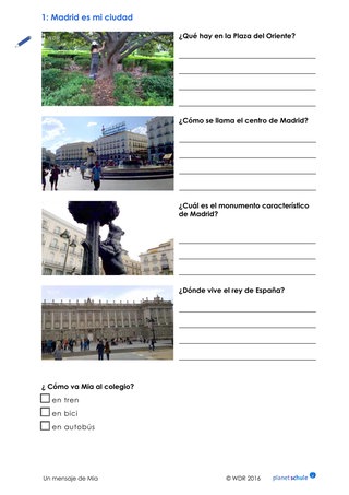 Arbeitsblatt 1: Madrid beschreiben