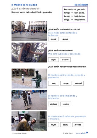Lösungen 2: Verbformen zuordnen "¿Qué están haciendo?"