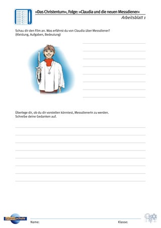 Arbeitsblatt 1: Nachdenken über Messdiener
