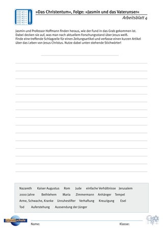 Arbeitsblatt 4: Zeitungsartikel über Jesus