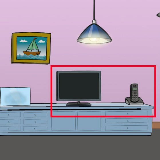 Fernseher, Telefon (Foto: SWR - Screenshot aus dem Lernspiel)