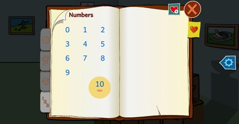 Screenshot aus dem Lernspiel eines aufgeschlagenen Buches.