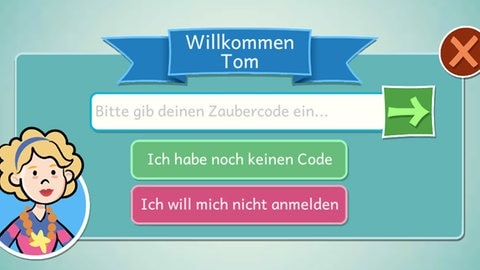 Screenshot aus dem Lernspiel beim Eingeben des Zaubercodes.