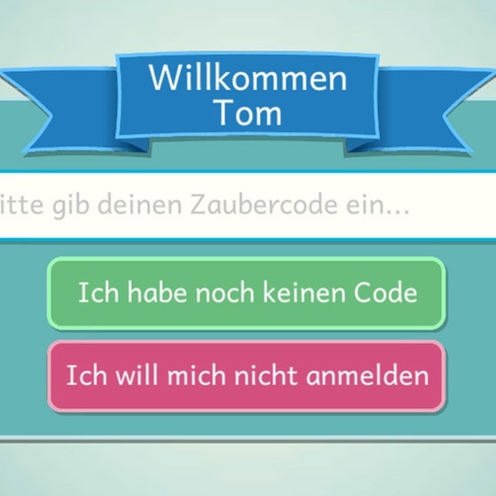 Screenshot aus dem Lernspiel beim Eingeben des Zaubercodes.