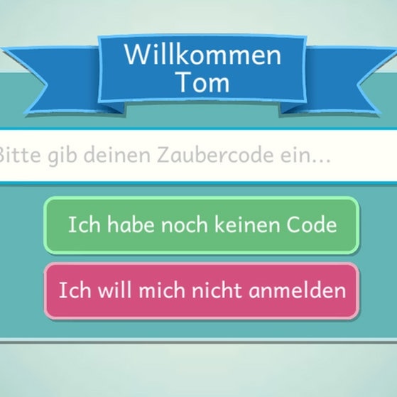 Screenshot aus dem Lernspiel beim Eingeben des Zaubercodes.