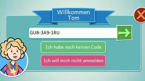 Screenshot aus dem Lernspiel beim Eingeben des Codes.