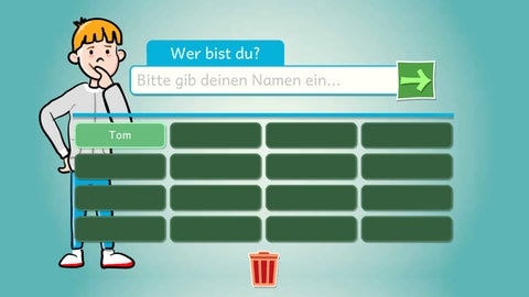 Screenshot aus dem Lernspiel zu der Frage "Wer bist du?"