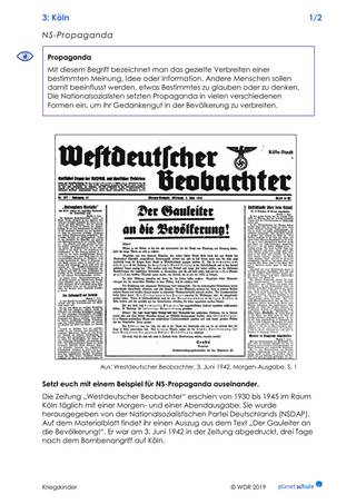 Arbeitsblatt 3: NS-Propaganda Köln (Foto: )