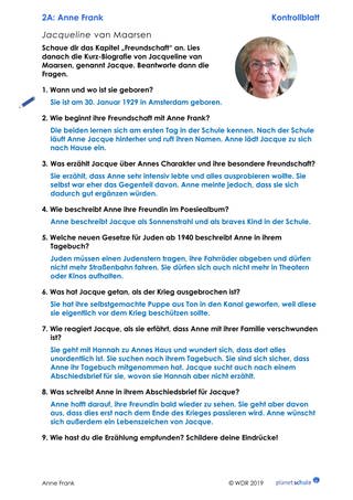 Lösungen 2A: Fragebogen Jacqueline van Maarsen (Foto: )