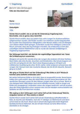 Lösungen 1: Bericht Zeitzeuge Günther Kirsch (Foto: )