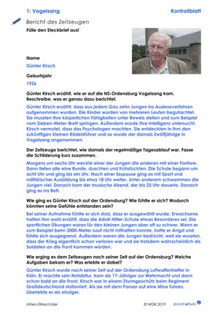 Lösungen 1: Bericht Zeitzeuge Günther Kirsch