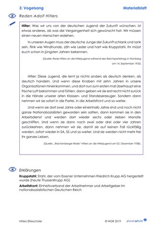 Materialblatt 3: Reden Adolf Hitlers
