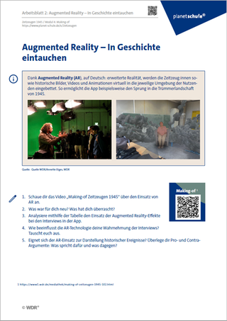 Screenshot Arbeitsblatt Making of Zeitzeugenreihe