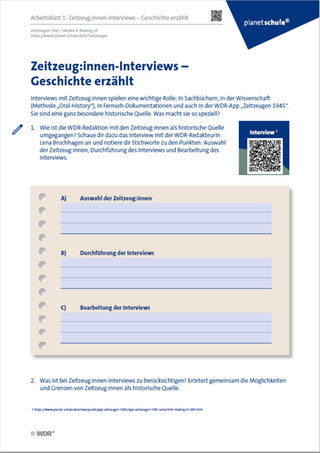 Screenshot für Arbeitsblatt Zeitzeugenreihe