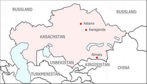 Eine Karte von Kasachstan (Foto: SWR)