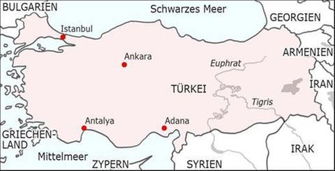 Landkarte der Türkei (Foto: SWR)