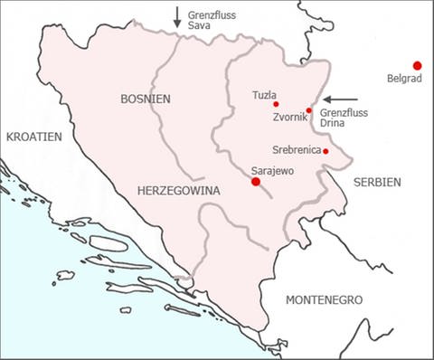 Karte, wo Bosnien-Herzegowina markiert ist (Foto: SWR)