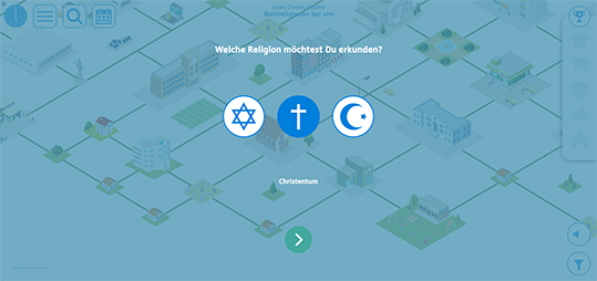Screenshot aus dem Lernspiel Weltreligionen (Quelle: SWR)