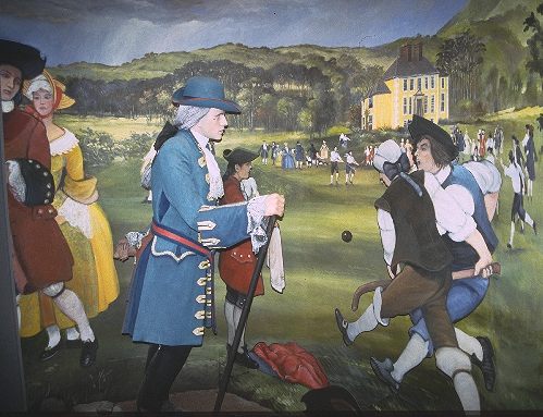 Gemälde, welches ein Hurlingspiel zeigt [Klick auf das Bild, schließt das Fenster]